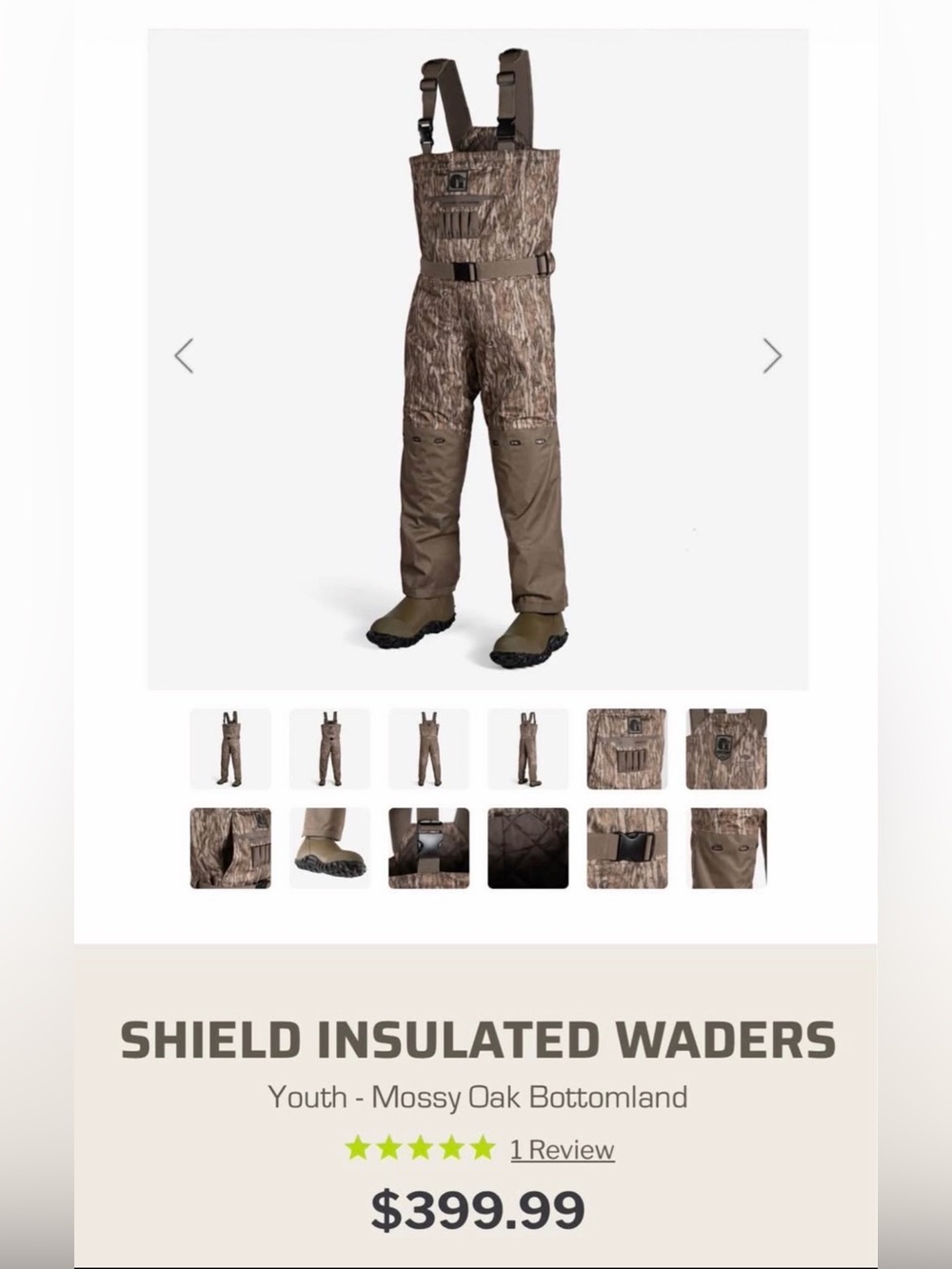 Youth Camo Insulated Waders - Brown Camo size 8/9